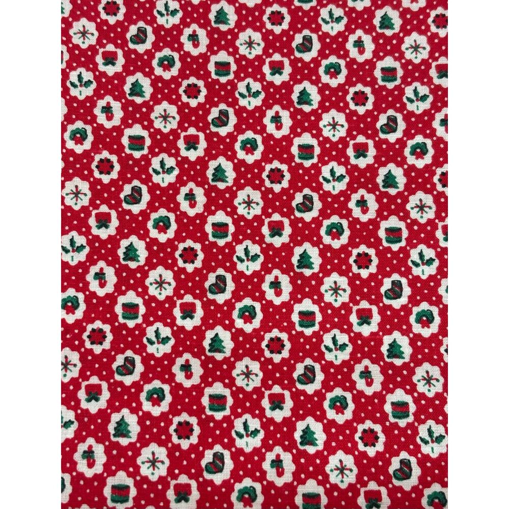 Vintage Christmas Mini Motif Novelty Cotton Fabric 38"L x 43"W